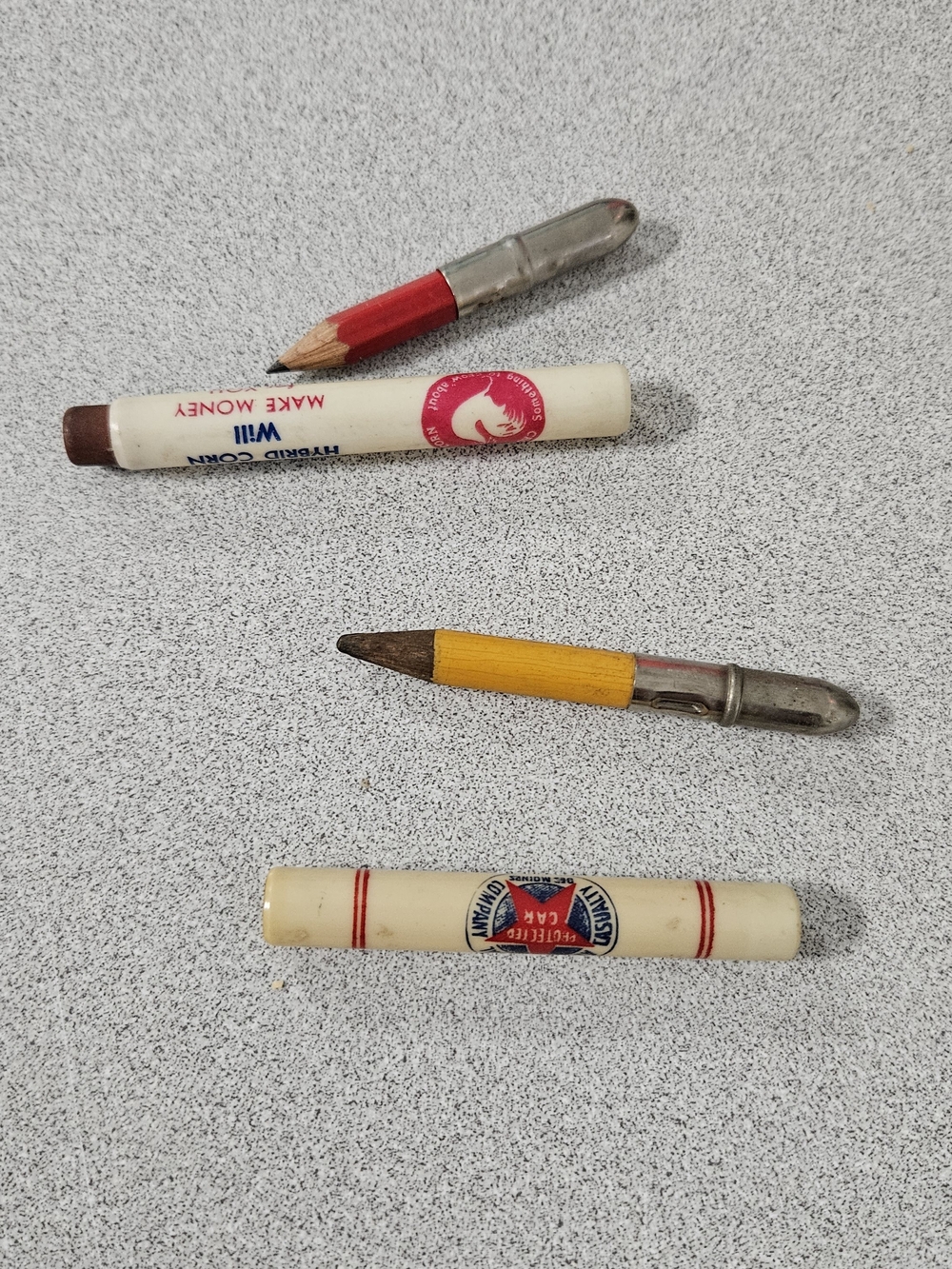 2 Vintage Bullet Pencil Advertising Companies Crow's, Perfecting Car (II-10)